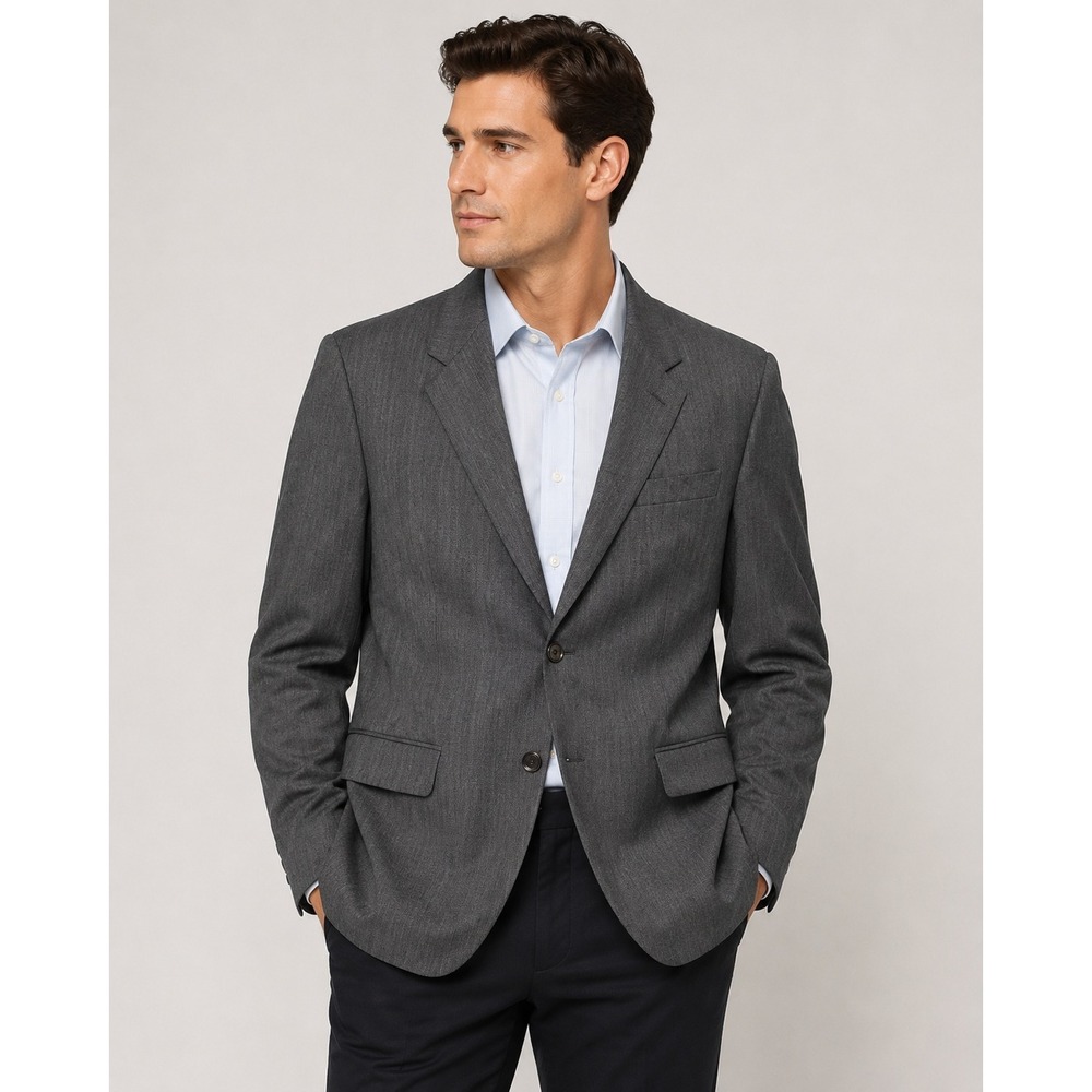 Chaps Ralph Lauren Mens Pure New Wool Blazer Size 44R Charcoal Gray 2 Button
